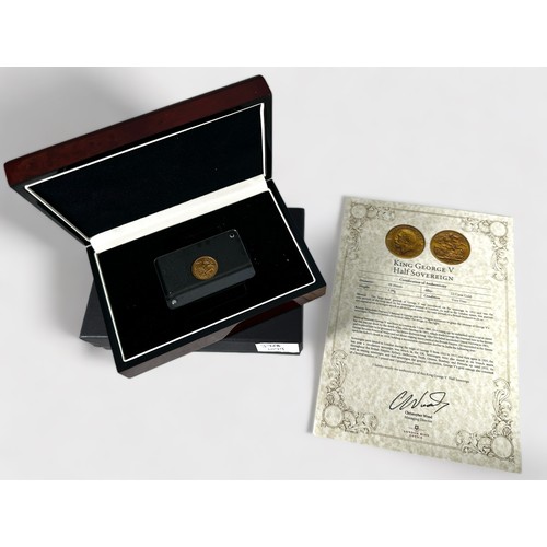 289 - A George V Gold Half-Sovereign, 1913, 22ct, 3.99g, about VF, in two-piece plastic capsule, fitted di... 