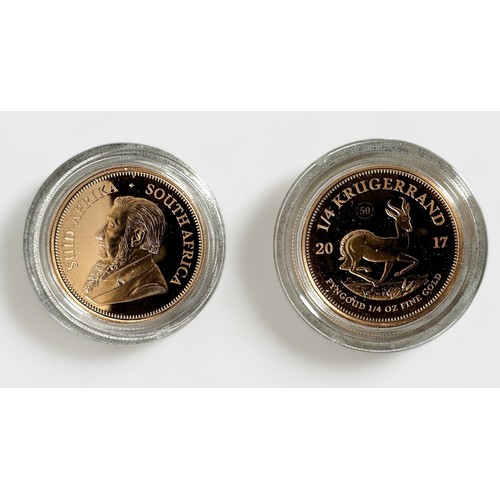 297 - A South Africa Mint 50th Anniversary 2017 1/4 oz Gold Krugerrand, 22ct/Au 916, 8.482g, Proof Struck,... 