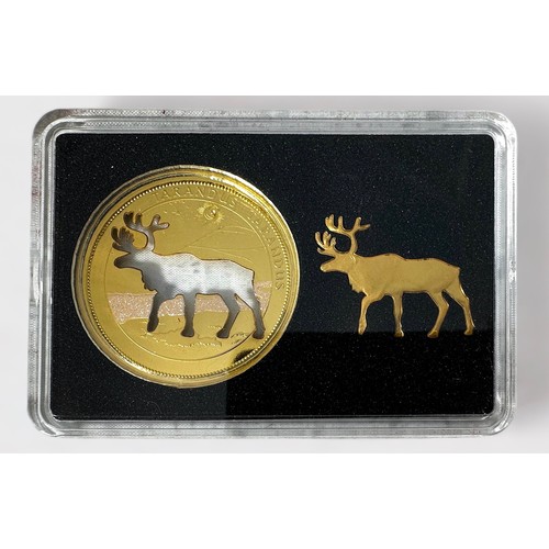 298 - The Reindeer Two Coin Gold Set, Republic of Niue, 2021, set issue limit 100, 24ct Gold, 10 Dollar 6.... 