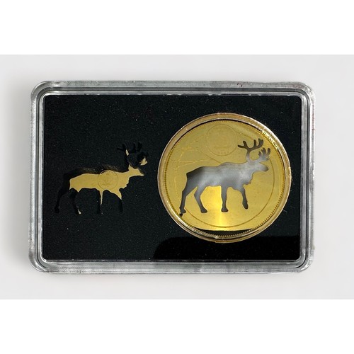 298 - The Reindeer Two Coin Gold Set, Republic of Niue, 2021, set issue limit 100, 24ct Gold, 10 Dollar 6.... 