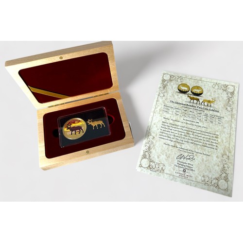 298 - The Reindeer Two Coin Gold Set, Republic of Niue, 2021, set issue limit 100, 24ct Gold, 10 Dollar 6.... 