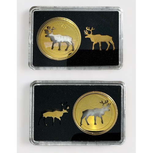 298 - The Reindeer Two Coin Gold Set, Republic of Niue, 2021, set issue limit 100, 24ct Gold, 10 Dollar 6.... 