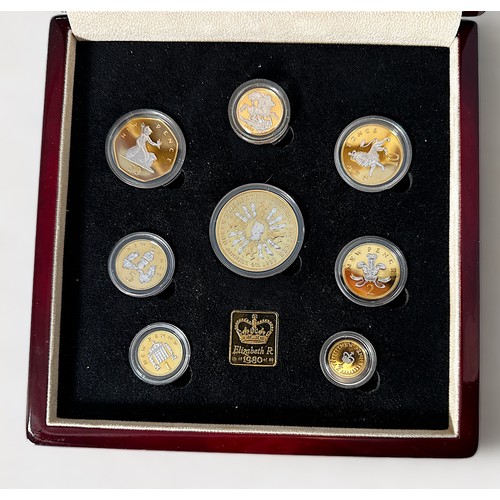 299 - The Queen Mother's 80th Birthday Majesty Year Set, 1980, Eight coins comprising 22ct Gold Sovereign,... 