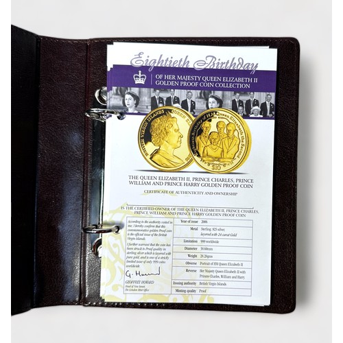 309 - HM QEII 80th Birthday Golden Proof Coin Collection, 8x Coins, each Proof Struck, 28.28g, Ag .925 Sil... 