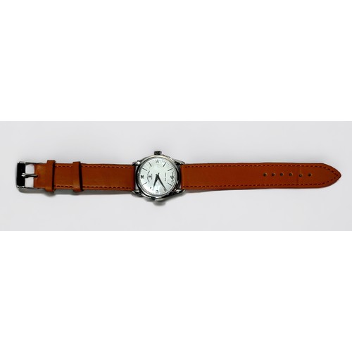 164 - A gents vintage stainless steel Favre-Leuba Sea Chief manual wind wristwatch, the white enamel dial ... 