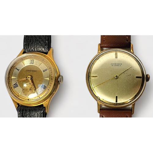 162 - Two various vintage gents manual wind wristwatches by Junghans, one with silvered dial and applied b... 
