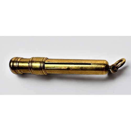 220 - A Sampson Mordan 9ct Gold retracting pencil holder for a watch chain, 8.68g, 6cm including suspensio... 