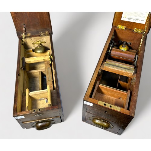 466 - A Victorian mahogany cased mechanical Patent Cash Till with bell by G.H. Gledhill & Sons, applied ma... 