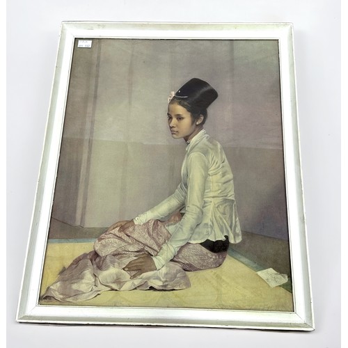 624 - After Sir Gerald Kelly, Portrait of the Burmese Princess Saw Ohn Nyu, colour print, framed, measures... 