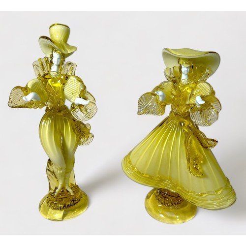 37 - A pair of Venetian / Murano glass figures of a 'dandy' couple in 19th century style dress, signed G.... 