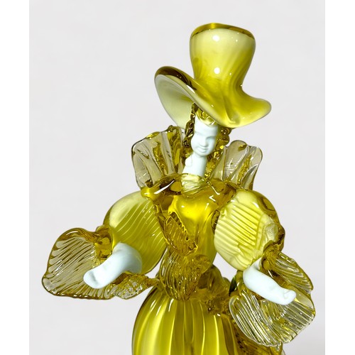 37 - A pair of Venetian / Murano glass figures of a 'dandy' couple in 19th century style dress, signed G.... 