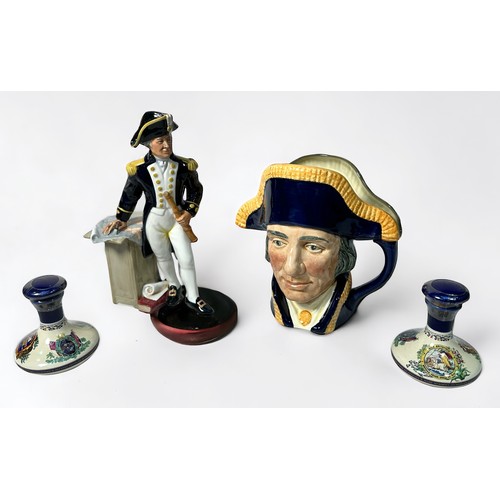 41 - A Royal Doulton figure, 'The Captain,' HN2260, and character  jug, 'Lord Nelson,' D6336, together wi... 