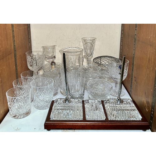 43 - A Waterford Crystal cut glass desk set, together with various cut glass drinking wares and Royal Com... 