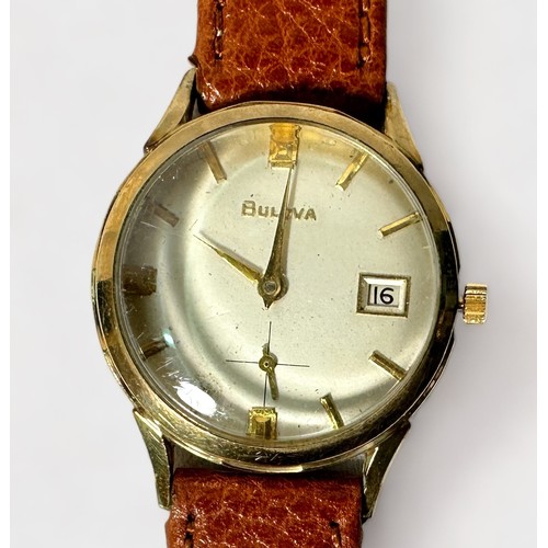 177 - Four various gents Bulova wristwatches, including a Precisionist, with textured brown dial, gilt bat... 