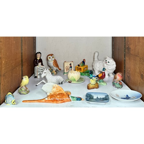 48 - Various Beswick and Worcerster animals and birds together with Royal Copenhagen and Carltonware etc.... 