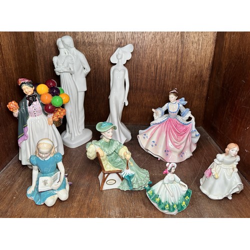 42 - Eight various Royal Doulton figurines including 2x 'Images,' 'Biddy Penny Farthing,' 'Alice,' HN2158... 