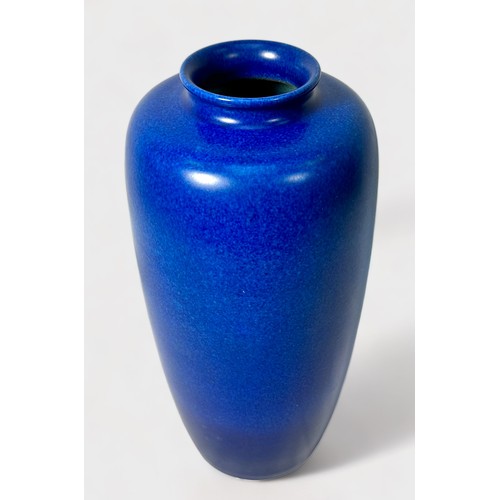 52 - A Pilkington's Royal Lancastrian lapis blue glazed vase, of slightly tapered, cylindrical form, with... 