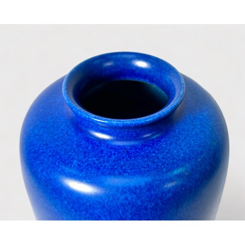 52 - A Pilkington's Royal Lancastrian lapis blue glazed vase, of slightly tapered, cylindrical form, with... 