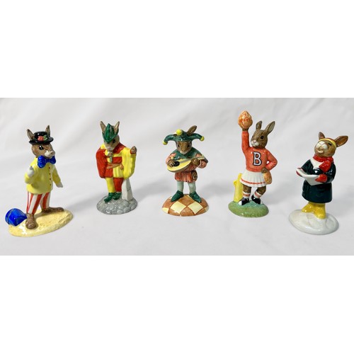 34 - A collection of eleven assorted boxed Royal Doulton Bunnykins figures, to include, Rock and Roll DB1... 