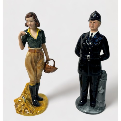 62 - Two Royal Doulton character figures, comprising, The Land Girl HN4361, Classics, and The Bobby  HN27... 