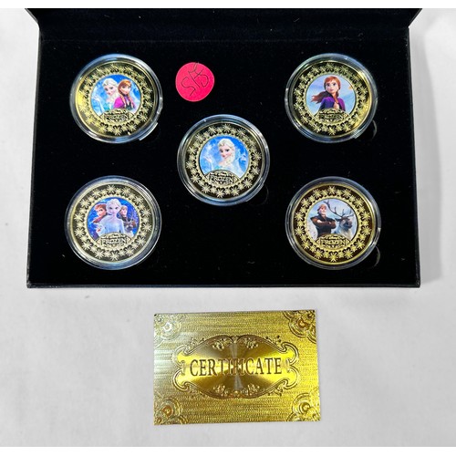 316 - Eight assorted cased 24K gold-plated commemorative coin sets, of various subjects including, QEII, M... 