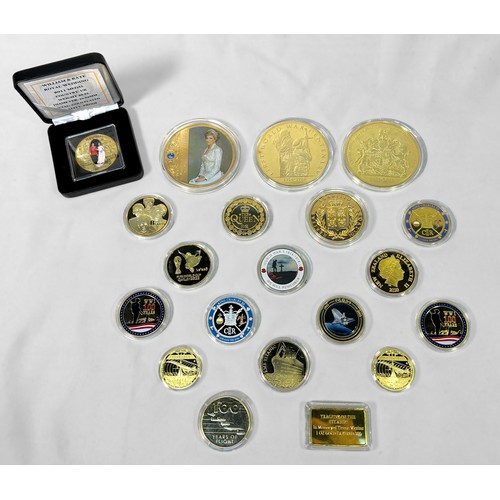 316 - Eight assorted cased 24K gold-plated commemorative coin sets, of various subjects including, QEII, M... 