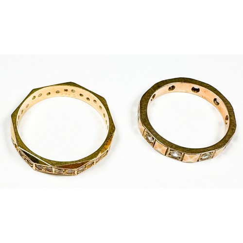 230 - Two 9ct yellow gold wedding rings, set with small white stones, total weight 5.0 grams.