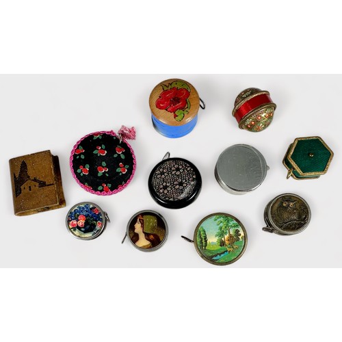 359 - Thirty-Eight Various habidashery miniature tape measures including three Treen fishing reels, Jay Br... 