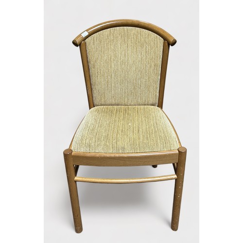 702 - A set of 56 light oak ‘Lucca’ light oak standard dining chairs, each with beige fabric upholstered b... 