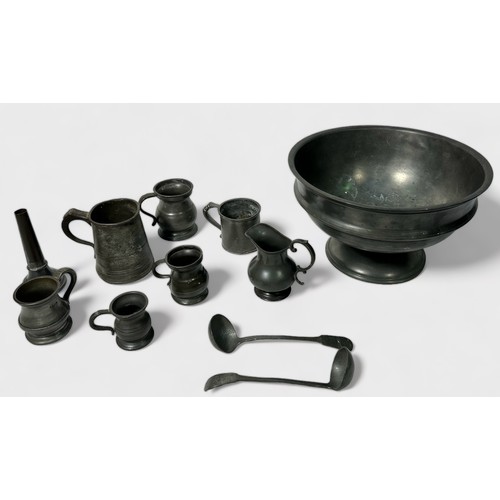 145 - A small quantity of antique pewter and silver-plated wares comprising, a silver-plated James Dixon a... 