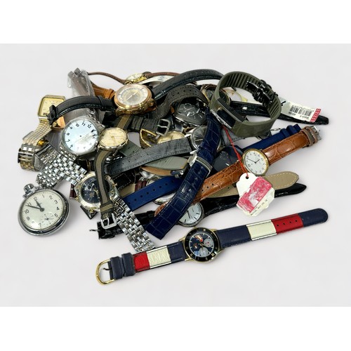 186 - A collection of assorted gents and ladies vintage wristwatches, including a Niso manual wind watch, ... 