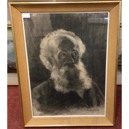 635 - A pair of late 19th century charcoal portrait studies depicting a bearded elderly gentleman and a la... 