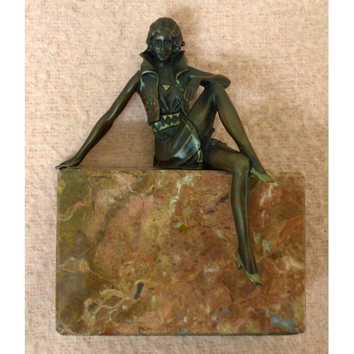 660 - Five Baranite 'Pure Bronze' Sculptures, each cast, patinated and painted in the Art Deco 'style, and... 