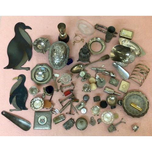 149 - Various silver-plated and white metal items including an easter-egg mould, condiments etc, in two bo... 