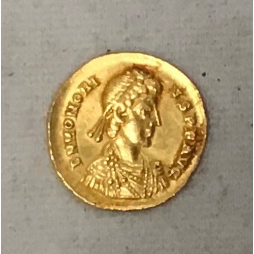 319 - A Roman Gold Solidus, Emperor Honorius AD 393-423, Mediolanum Mint, Obverse Pearl-Diademed, draped a... 