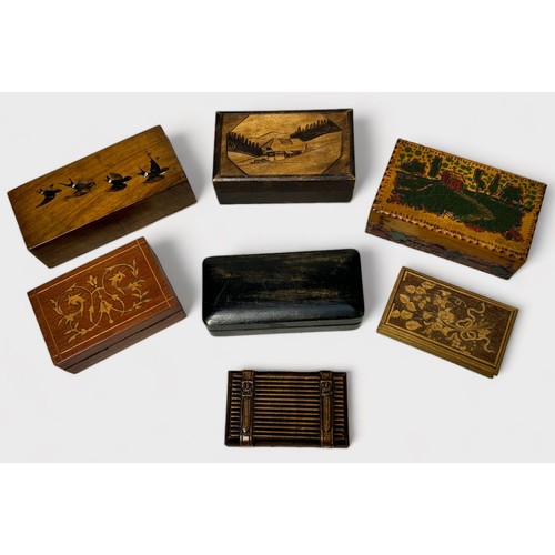 421 - Twenty-six various carved and painted wooden treen and folk art wooden postage stamp boxes