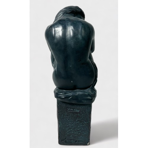78 - An Austin sculpture of a lady, seated on a plinth base, impressed marks, 28cm high