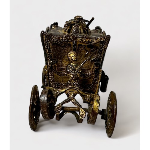 346 - A Novelty Tape Measure modelled as the Royal State Coronation Coach, gilt-brass and metal (gilding w... 