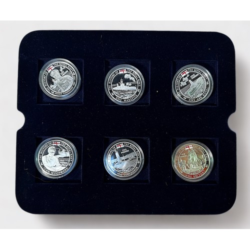 307 - Eighteen Silver Five Pound Pieces from 'The History of The Royal Navy,' issued Channel Islands, 2003... 