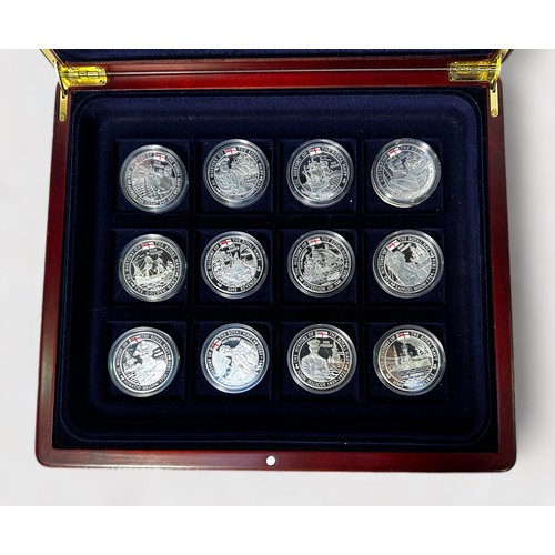 307 - Eighteen Silver Five Pound Pieces from 'The History of The Royal Navy,' issued Channel Islands, 2003... 