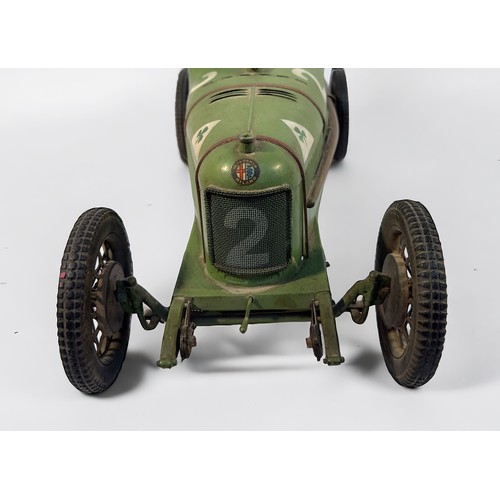 389 - A scarce CIJ of France tinplate Alfa Romeo P2 racing car, the large scale body finished in green wit... 