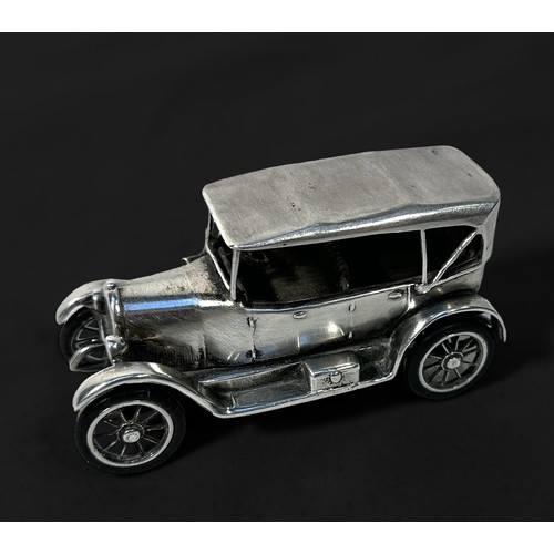 69 - A silver scale model of a Fiat 12 CV, 1902, import marks, Birmingham, 1979, ‘925’ solid sterling sil... 