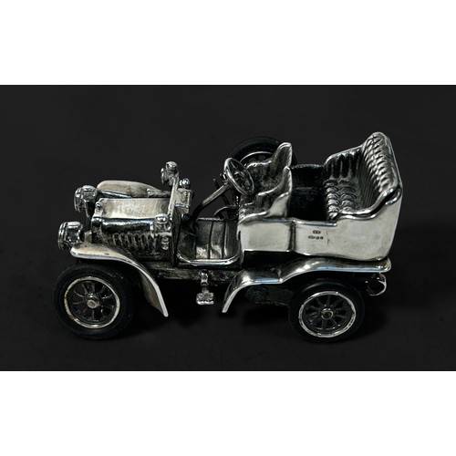 70 - A silver scale model of a classic car, possibly Rolls Royce V-8, 1905, import marks, Birmingham, 197... 