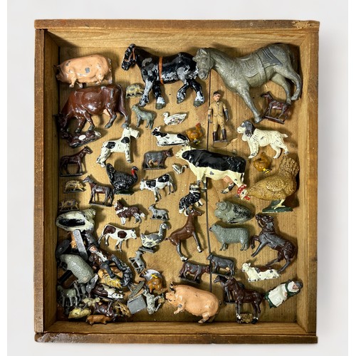 376 - A collection of assorted play-worn painted lead farm animals and figures, including some examples by... 