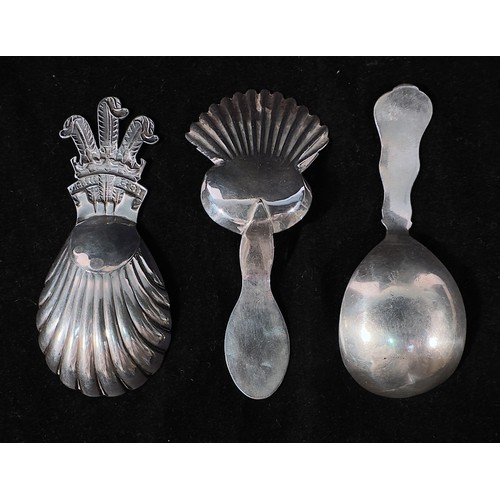 87 - Three assorted silver caddy spoons, including a Georgian example by John Bettridge, hallmarked Birmi... 