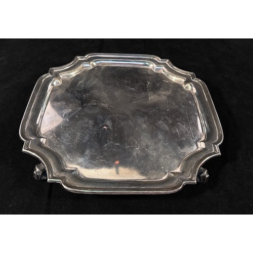 98 - A George V silver salver by Solomon Blanckensee & Son Ltd, Chester, 1929, of square form with canted... 