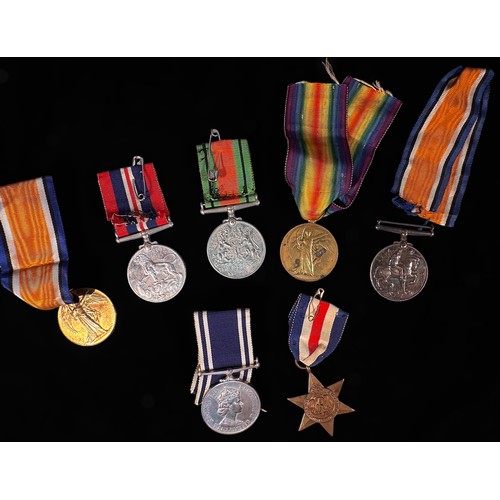 527 - Seven medals comorising: A WW1 Great War and Victory Medal pair to 359744 Private R.E. Hartley / Liv... 