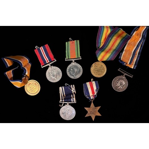 527 - Seven medals comorising: A WW1 Great War and Victory Medal pair to 359744 Private R.E. Hartley / Liv... 