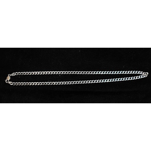 172 - A rhodium-plated 9k gold necklace, of flat curb link with spring hook fastening, 26.22g