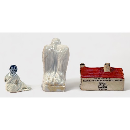 28 - An 18th century English soft-paste porcelain figure of a kneeling angel, 60mm high, together with a ... 